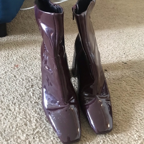 H&M patent Mauve / Burgundy boots Size: 40 / 10.5us - Picture 2 of 6